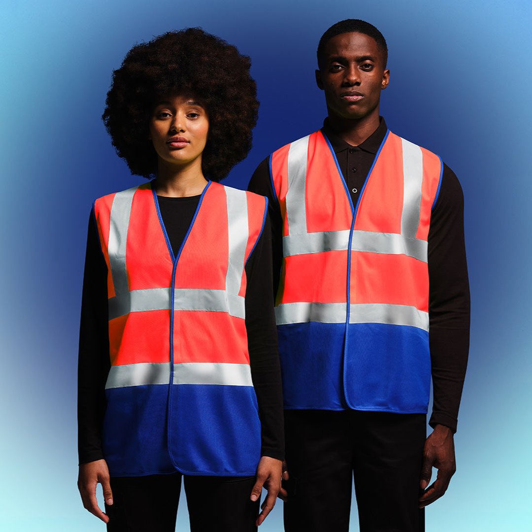 Regatta Professional Hi-Vis Pro Two Tone Vest Orange Blue Reflective Workwear