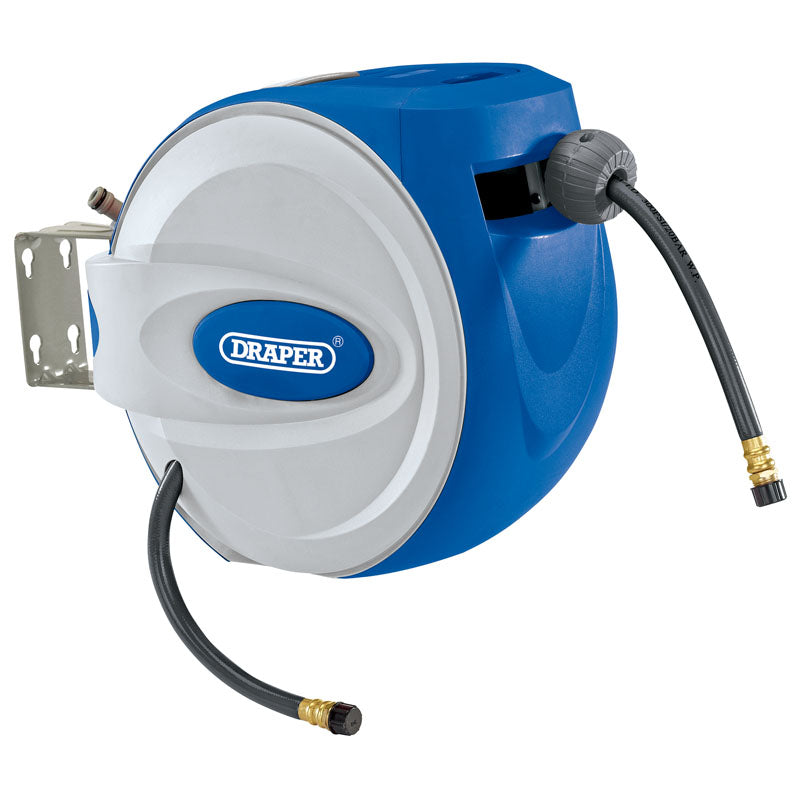 Draper 10M Retractable Air Hose Reel 3/8" PVC Hybrid 18 Bar Pressure