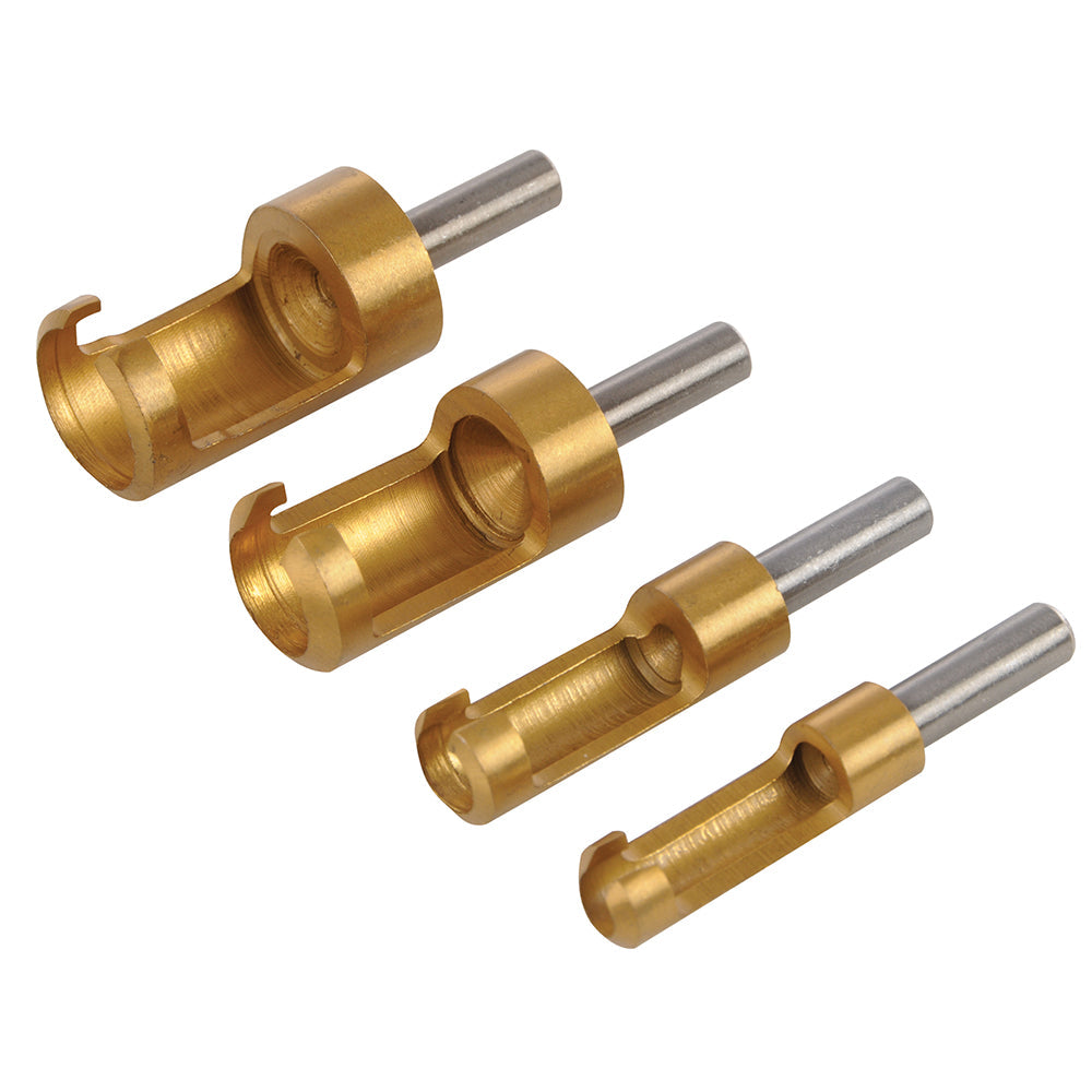 Silverline 4 Piece Plug Cutter Set Titanium Coated 6 8 13 16mm Perfect Plugs