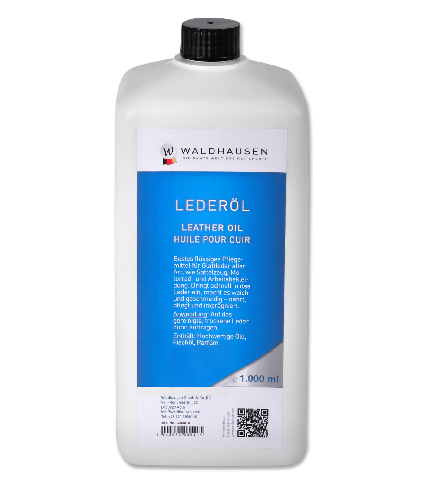 Waldhausen Horse Leather Oil for Smooth Leather Care and Protection