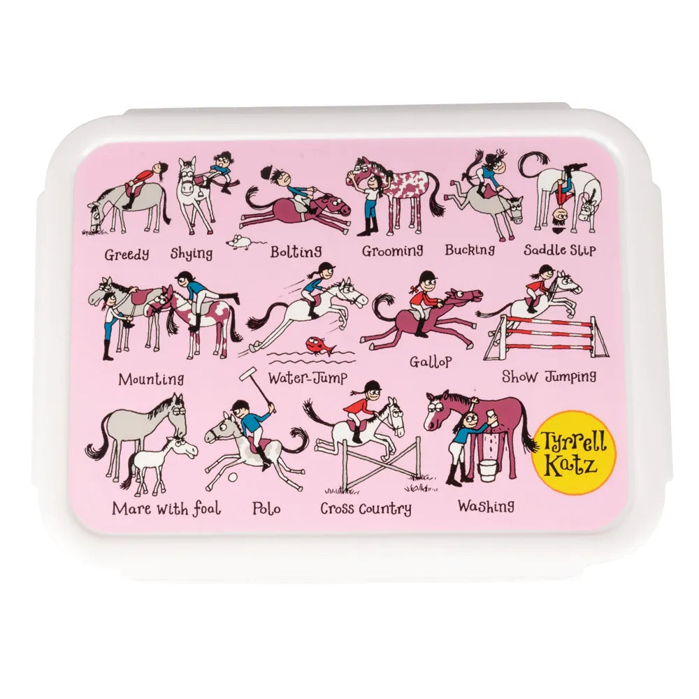HY Tyrrell Katz Lunch Box By Equestrian Fun Horse Illustrations BPA Free