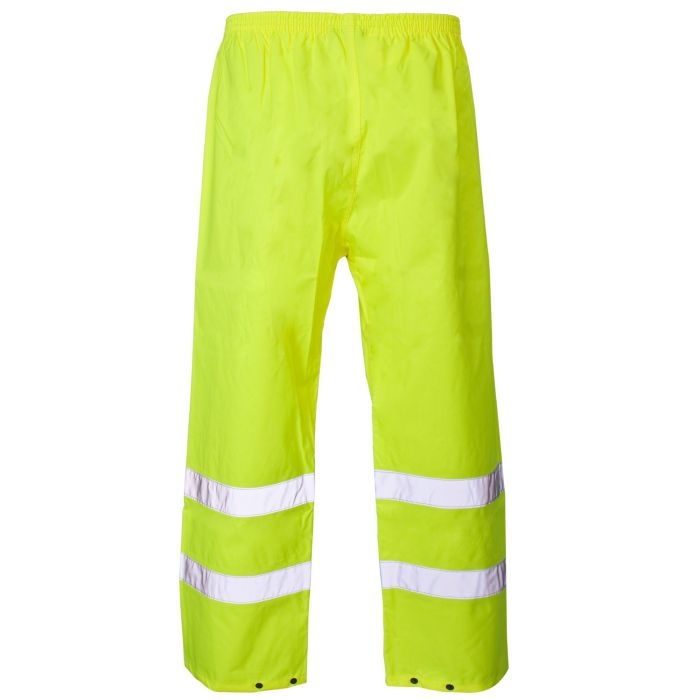 Supertouch Hi Vis Yellow Overtrousers Water-Resistant Ankle Bands 300D Oxford