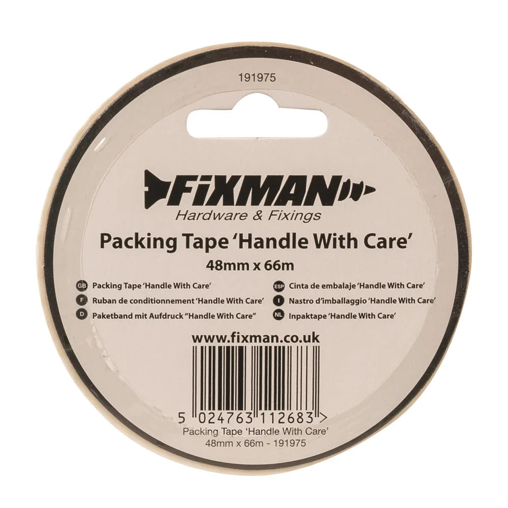 Fixman Handle With Care Packing Tape BOPP Acrylic Adhesive 48mm x 66m Roll