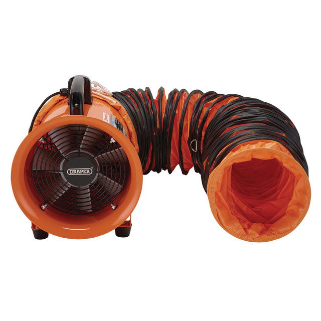 Draper Tools 230V 8" Air Mover Ventilator Blower Fan with 5m Duct Hose 180W