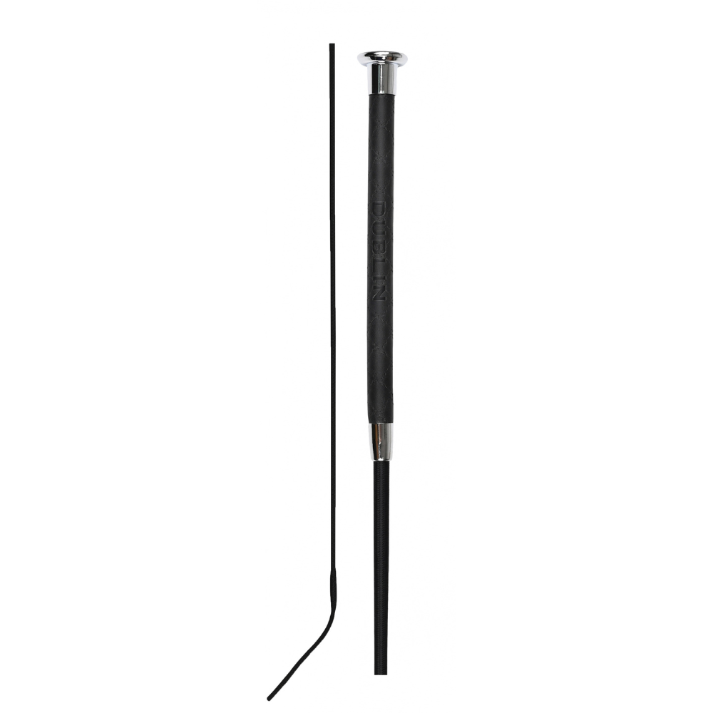 Dublin Fancy Stitch Leather Dressage Whip #colour_black