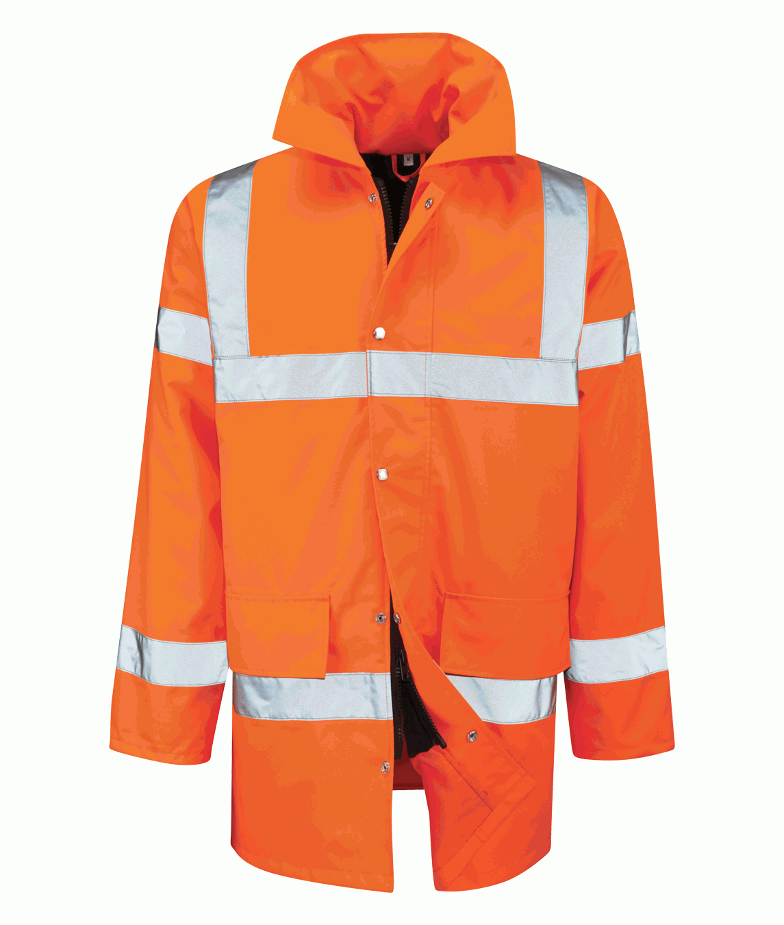 Orbit International Tristan Orange 3/4 Length Jacket with Hood and Pockets