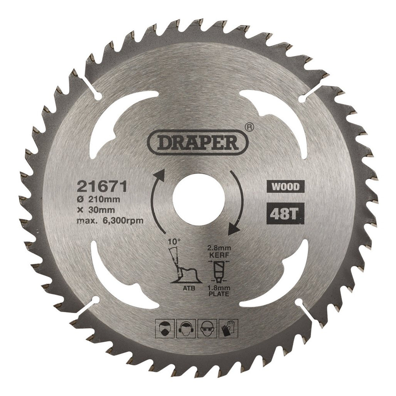 Draper TCT Circular Saw Blade 210mm 30mm Bore 48 Teeth for Wood Cutting