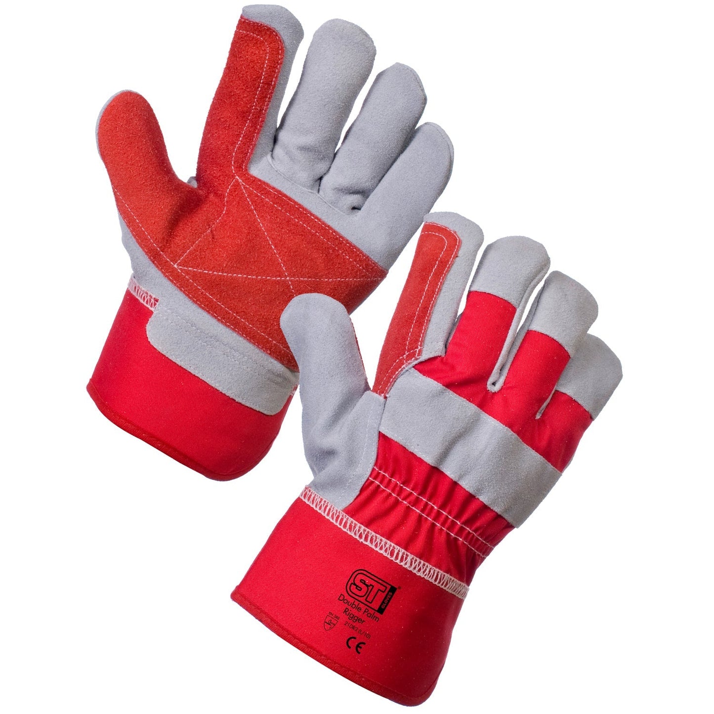 Supertouch Double Palm Rigger Gloves Heavy Duty Leather Reinforced Index Finger