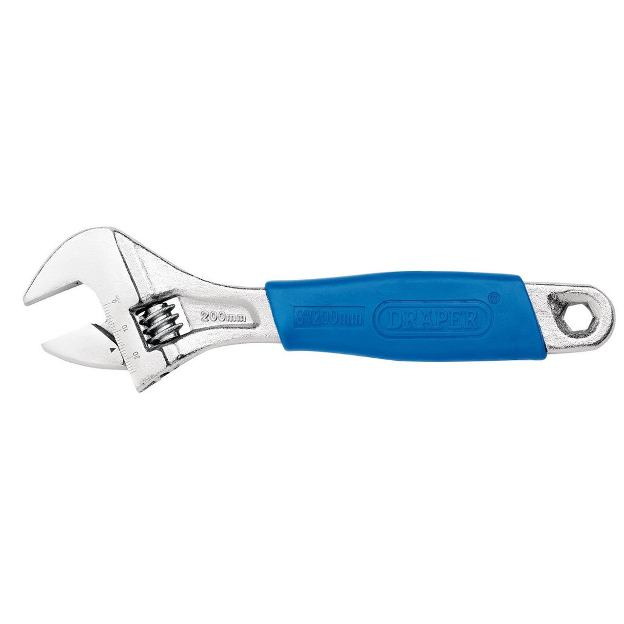 Draper Tools 200mm Adjustable Wrench Carbon Steel Soft Grip 24mm Jaw Capacity