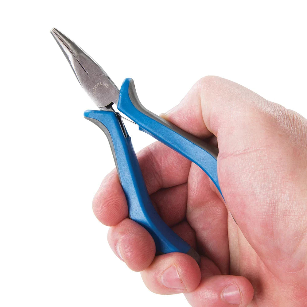 Silverline Bent Nose Mini Pliers Carbon Steel Jaws Soft Grip Handles 2-Tone