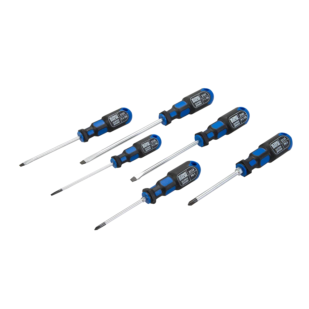 King Dick 6 Piece Screwdriver Set Chrome Vanadium Steel Soft Grip Handles