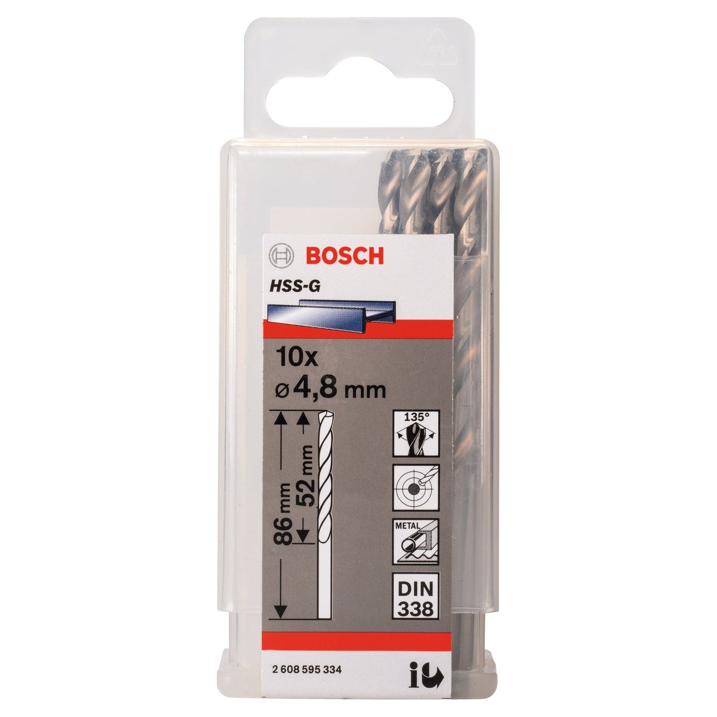 Bosch Professional HSS-G Twist Drill Bit 4.8mm 135° Tip for Metal Drilling
