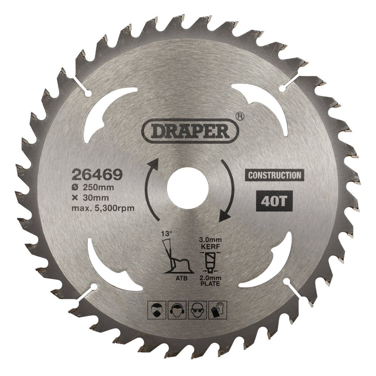Draper Tools 250mm TCT Circular Saw Blade 40T for Hardwood MDF Composites