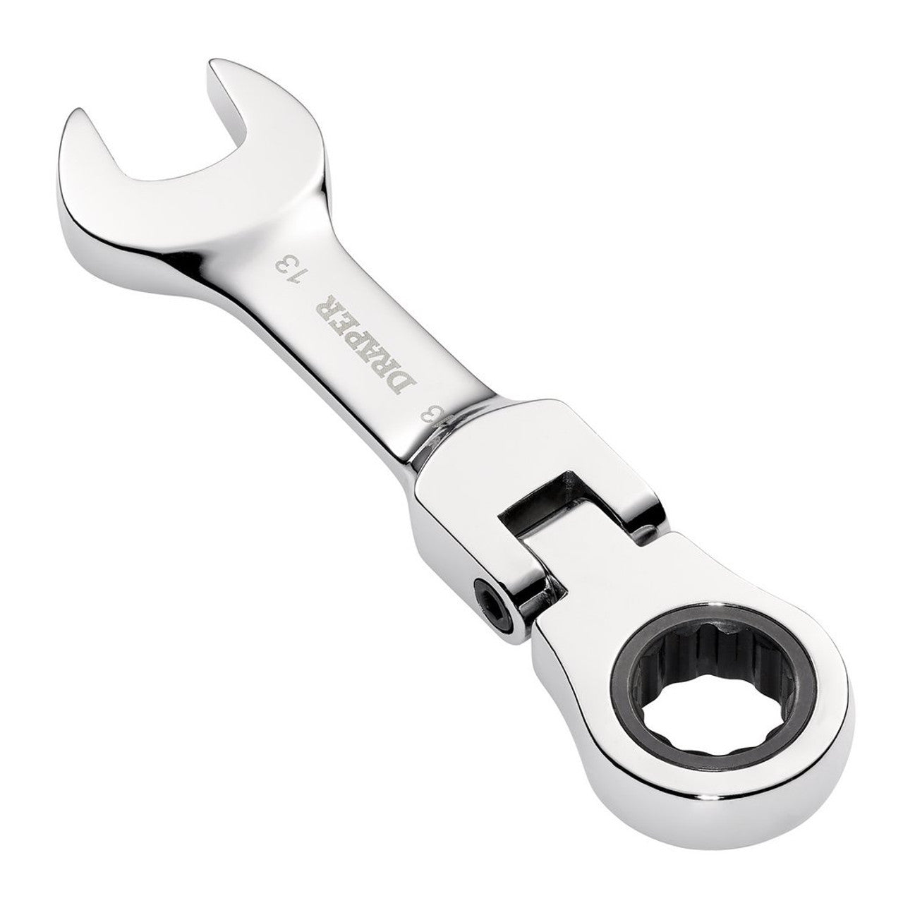 Draper HI-TORQ 13mm Stubby Flexible Head Ratchet Spanner Chrome Vanadium Steel