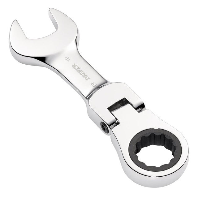 Draper HI-TORQ Metric Stubby Flexible Head Ratchet Spanner 19mm 90-Tooth