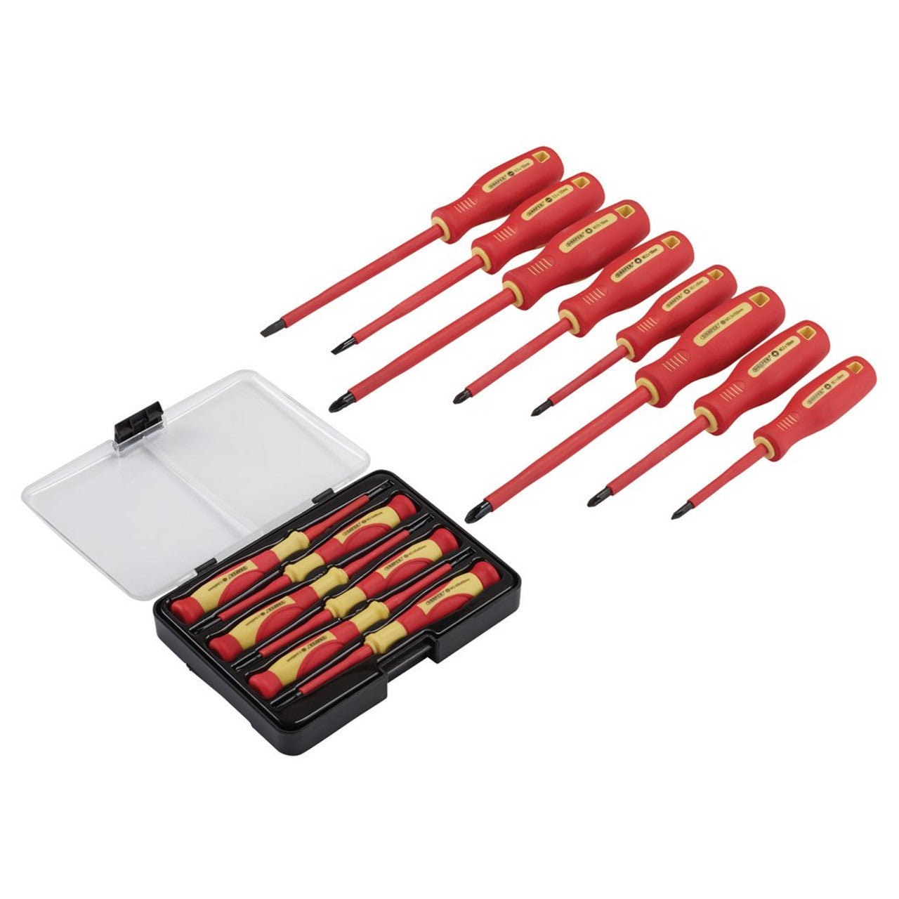 Draper VDE Insulated Screwdriver Set 14 Piece S2 Steel Soft Grip Handles