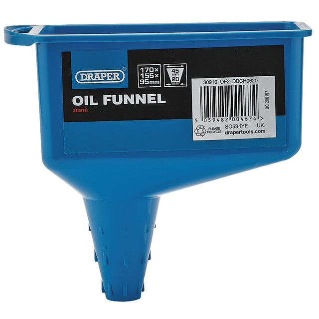 Draper Tools Oil Funnel for Square Bottles with Tapered Spout & Handle Grip