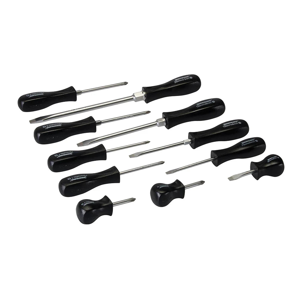 Silverline 11 Piece Mechanics Screwdriver Set Chrome Vanadium Steel Blades