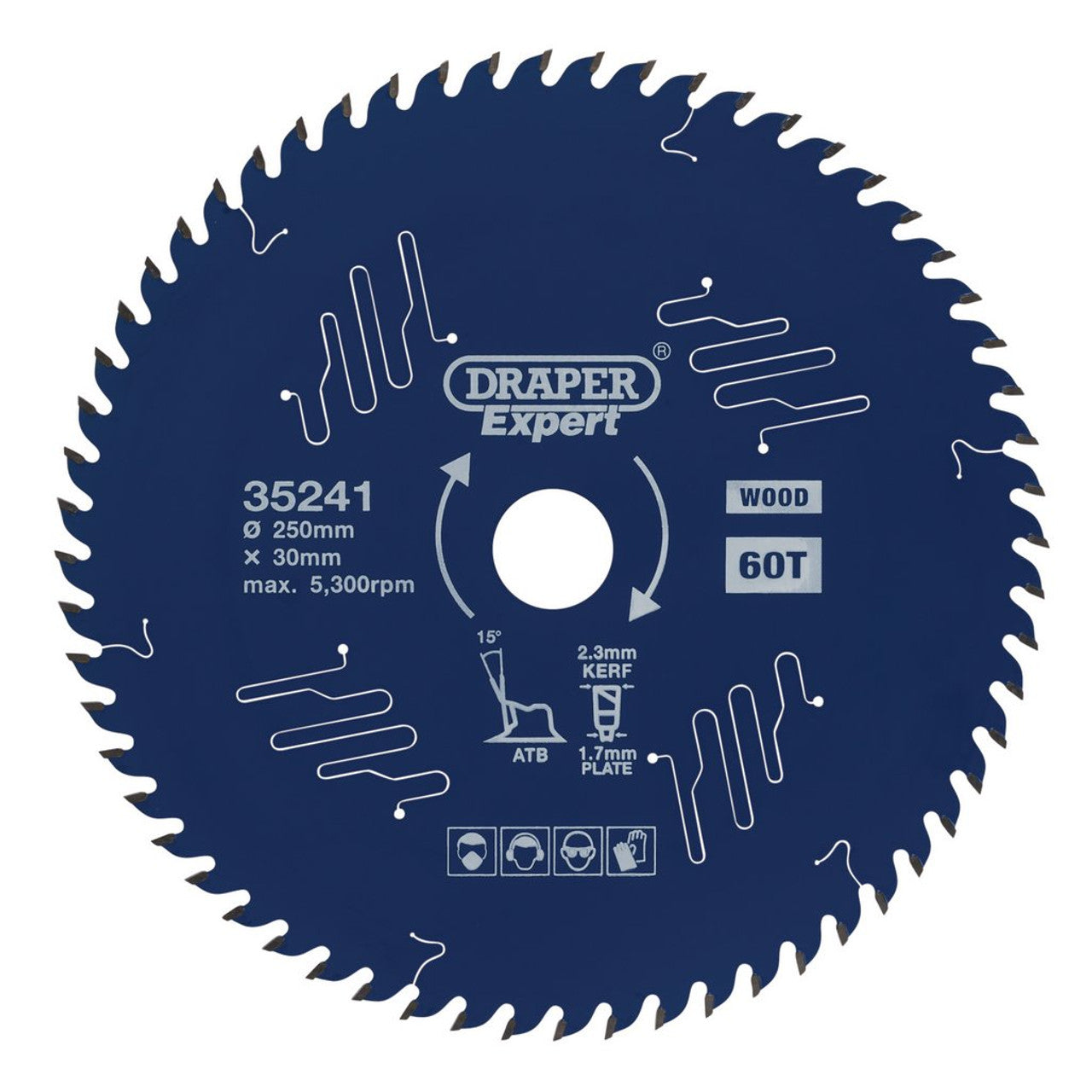 Draper Tools 250mm TCT Circular Saw Blade 60T for Wood with PTFE Coating
