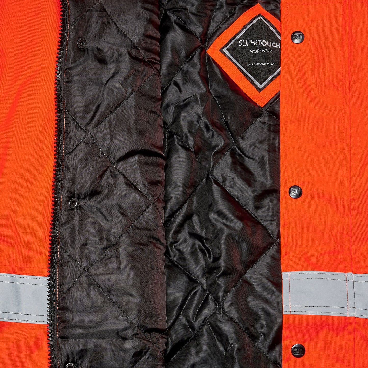 Supertouch Hi Vis Orange 2 Tone Parka with Heavy Duty Zip and Concealed Hood