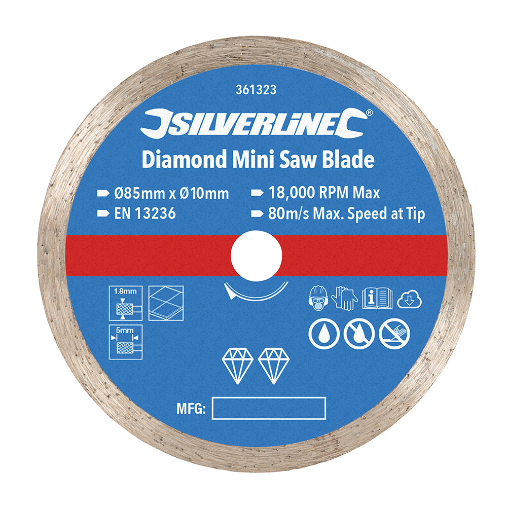 Silverline Diamond Mini Saw Blade 5mm Rim for Floor & Wall Tiles Wet Cut