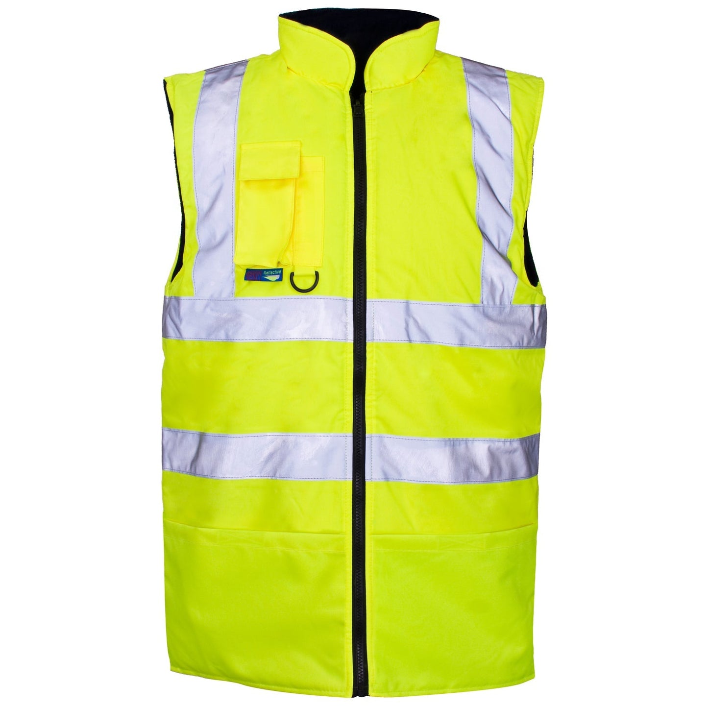 Supertouch Hi Vis Yellow Reversible Bodywarmer Fleece Lined Heavy Duty Padding