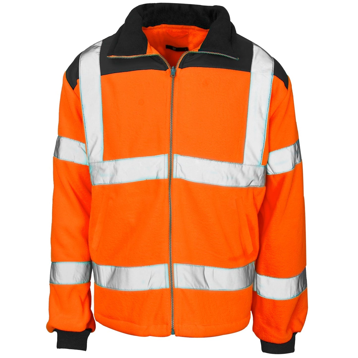 Supertouch Hi Vis Orange Rain Patch Fleece Jacket with Zip Fastening and Pockets