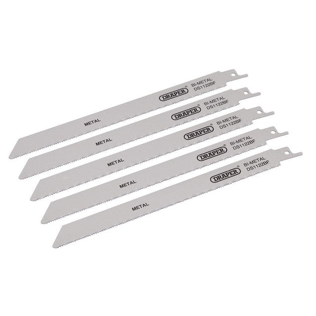 Draper Bi-Metal Reciprocating Saw Blades 225mm 14tpi Pack of 5 for Metal Cutting