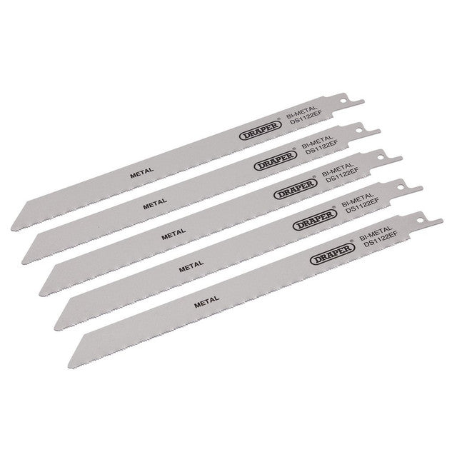 Draper Bi-Metal Reciprocating Saw Blades 225mm 18tpi Pack of 5 for Metal Cutting