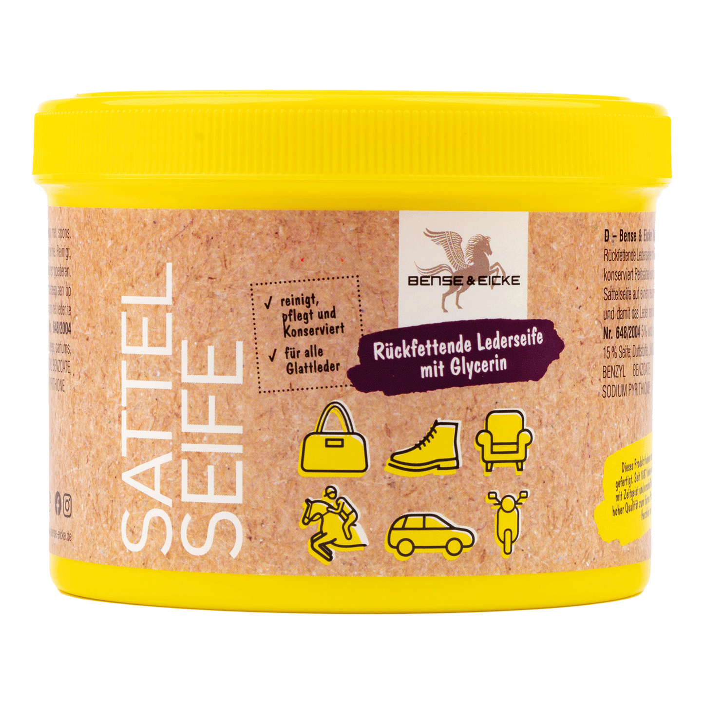 Bense & Eicke Horse Saddle Soap with Sponge for Leather Care and Cleaning