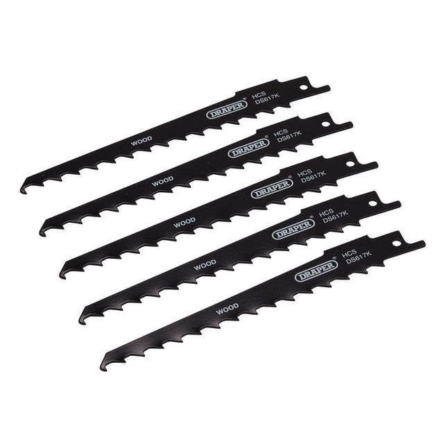 Draper Reciprocating Saw Blades for Wood & Plastic Cutting 150mm 3tpi Pack of 5