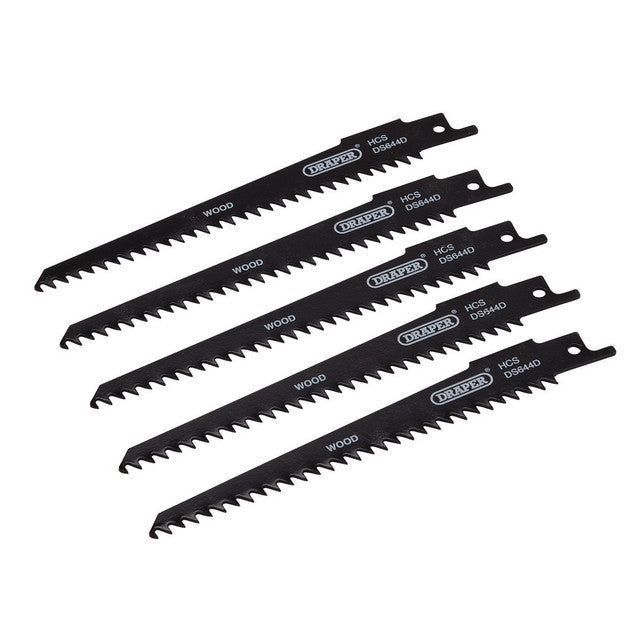 Draper Tools 150mm Reciprocating Saw Blades for Wood & Plastic Cutting, 5 Pack
