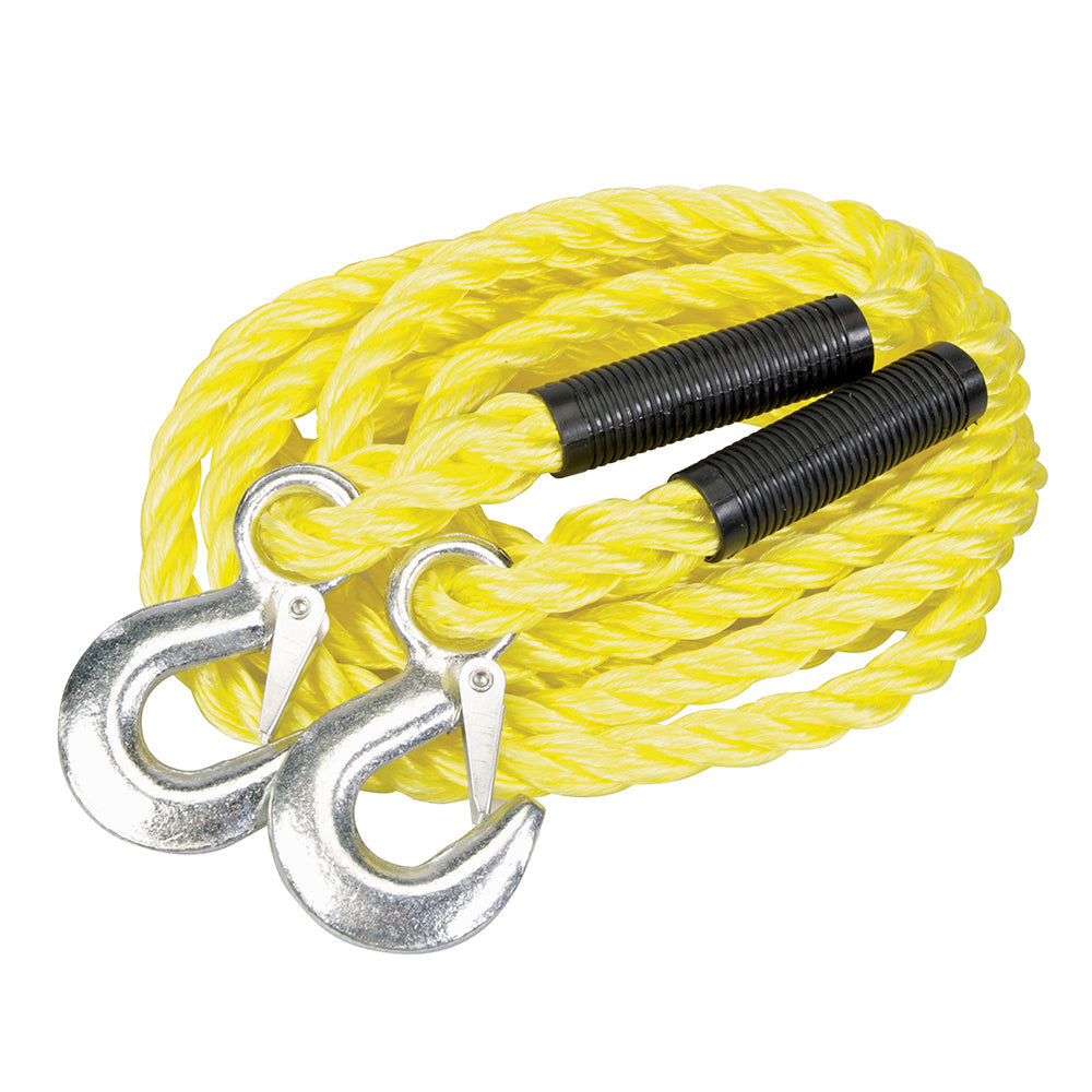 Silverline 2 Tonne Tow Rope 4m Heavy Duty Forged Hooks Rot Resist. Poly Braided