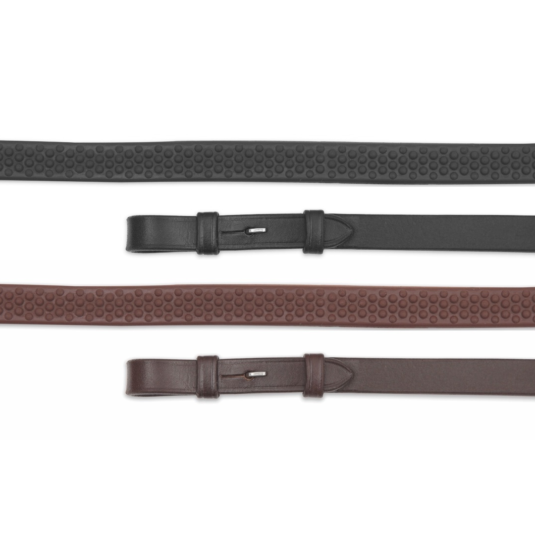 Shires Horse Velociti GARA Soft Rubber Grip Reins High Quality Leather Ends