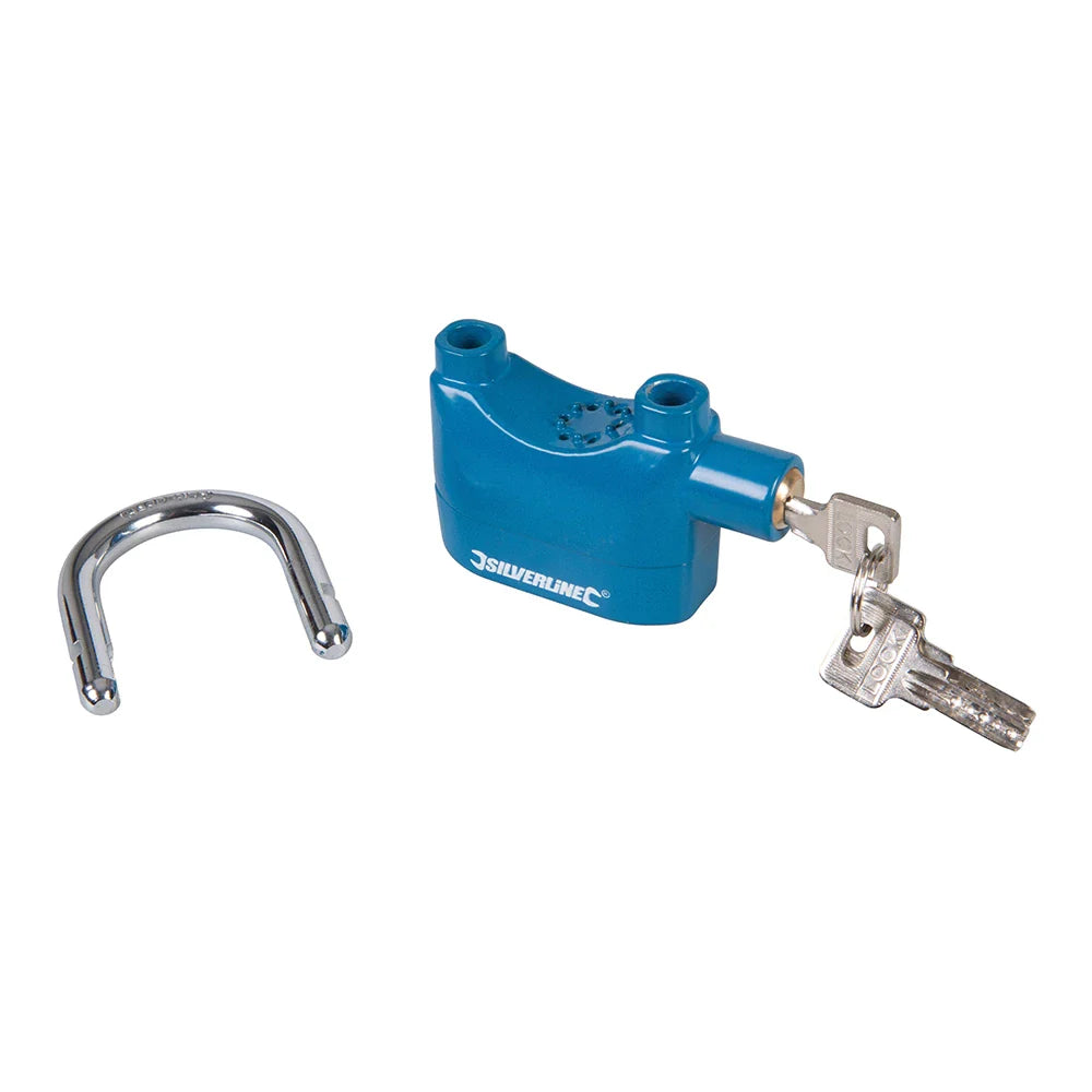 Silverline Alarm Padlock 110dB Auto-Reset Heavy Duty with Keys & Battery