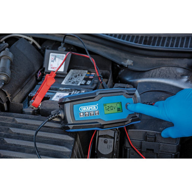Draper Tools 12V Smart Charger & Battery Maintainer 4A for Lead-Acid & Lithium