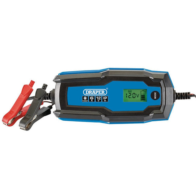 Draper Tools 6A Smart Charger & Battery Maintainer for 6V/12V Vehicles