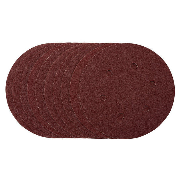 Draper Tools 150mm Sanding Discs 80 Grit Hook & Loop Pack of 10 for Wood Metal