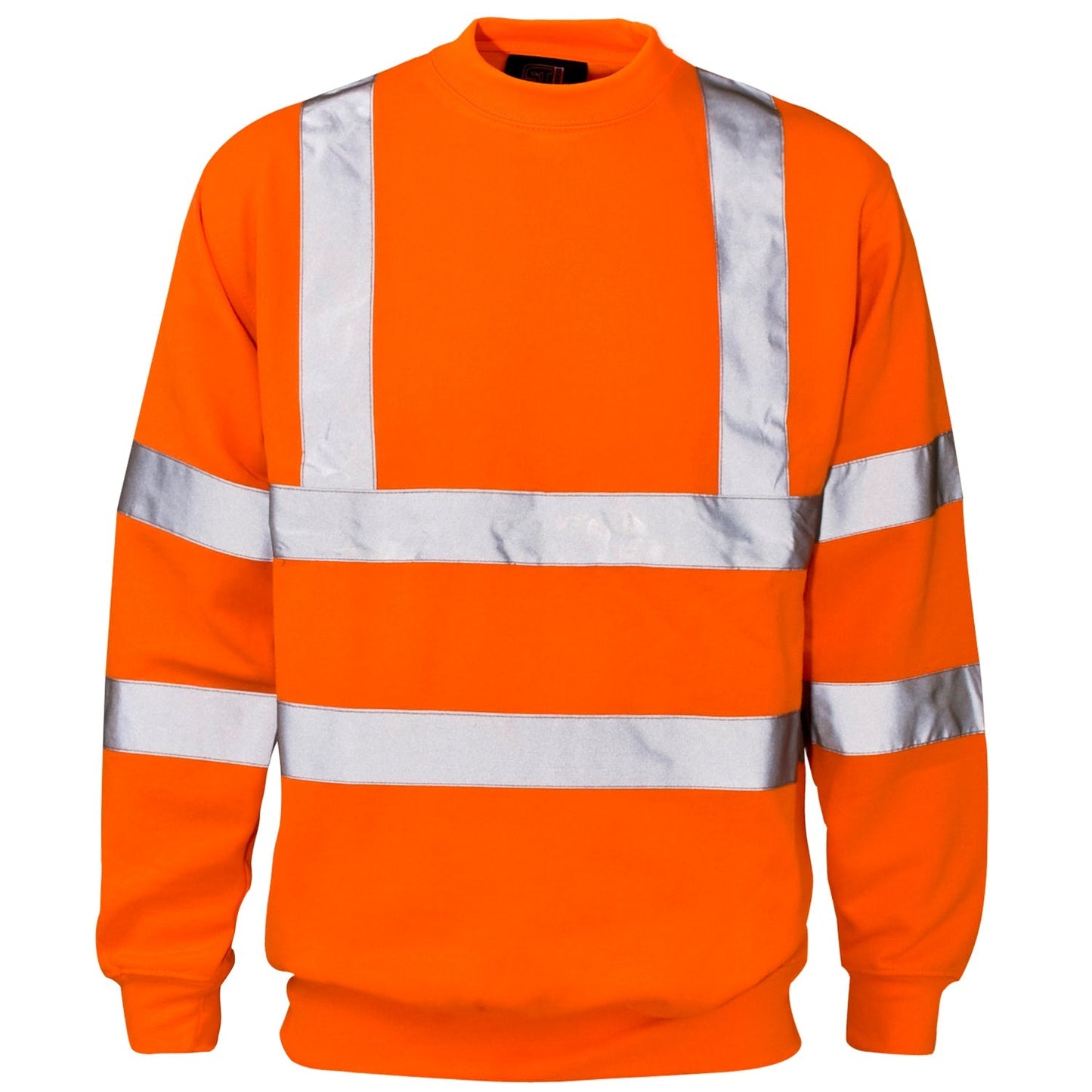 Supertouch Hi Vis Orange Crew Neck Sweatshirt Durable Breathable 2 Band Brace