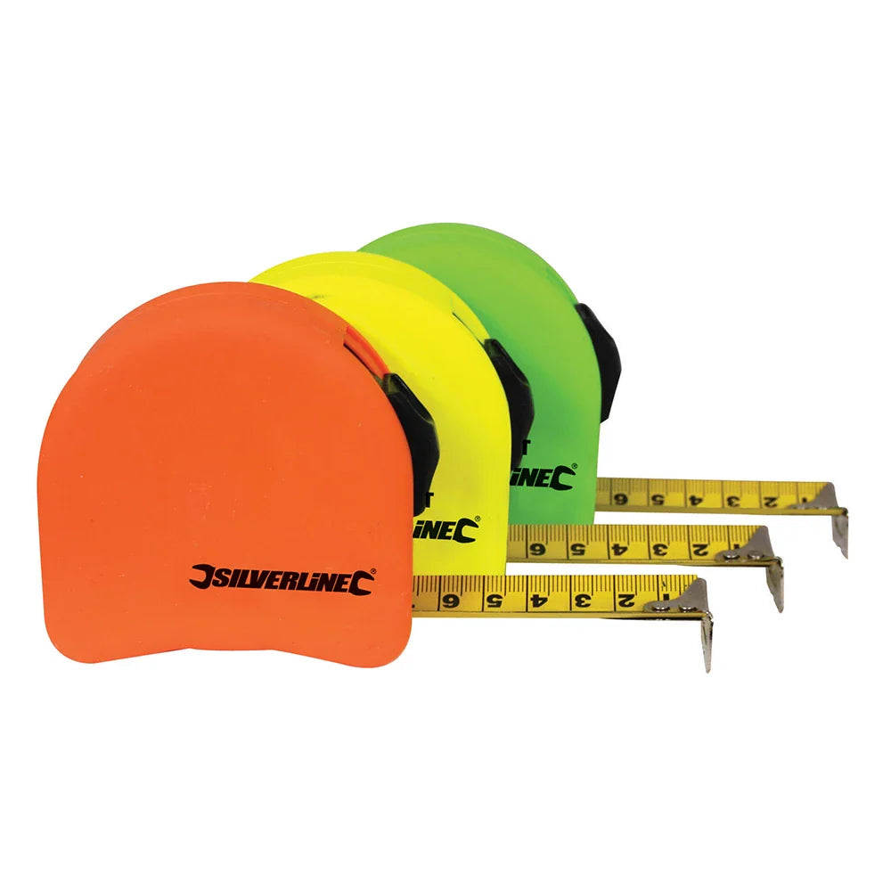 Silverline Hi-Vis Contour Tape Measure 18pce 8m/26ft x 25mm with Clips