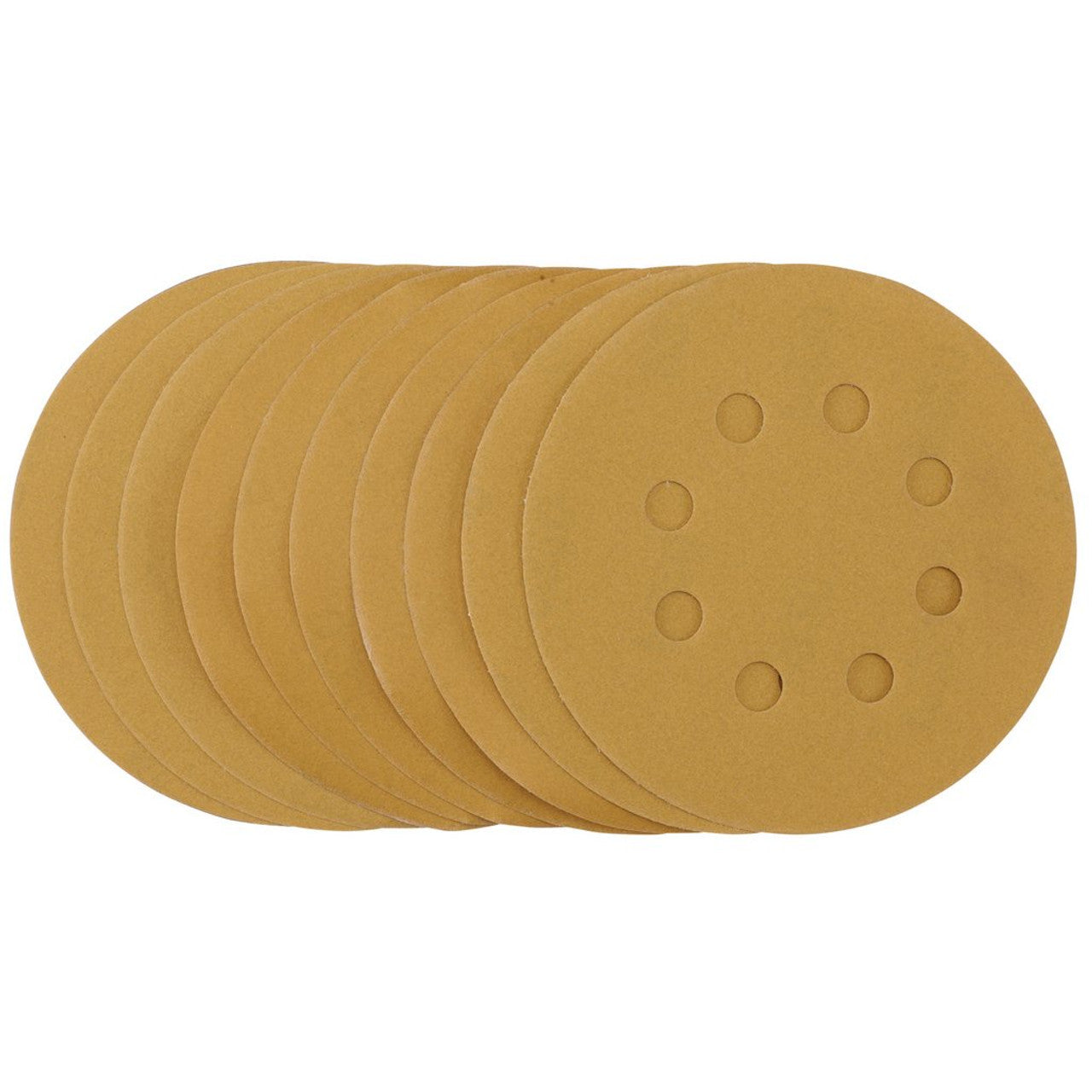 Draper Gold Sanding Discs 125mm 320 Grit Hook & Loop 10 Pack with Dust Holes