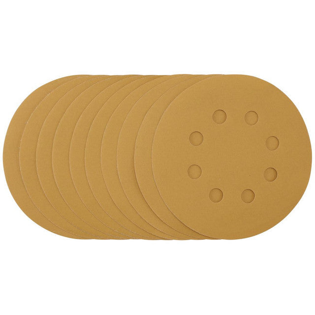 Draper Gold Sanding Discs 125mm 400 Grit Pack of 10 Hook & Loop Dust Holes