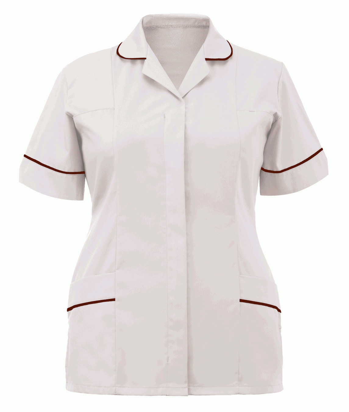 Orbit International Classic Healthcare Tunic Ladies White Burgundy Short Sleeve