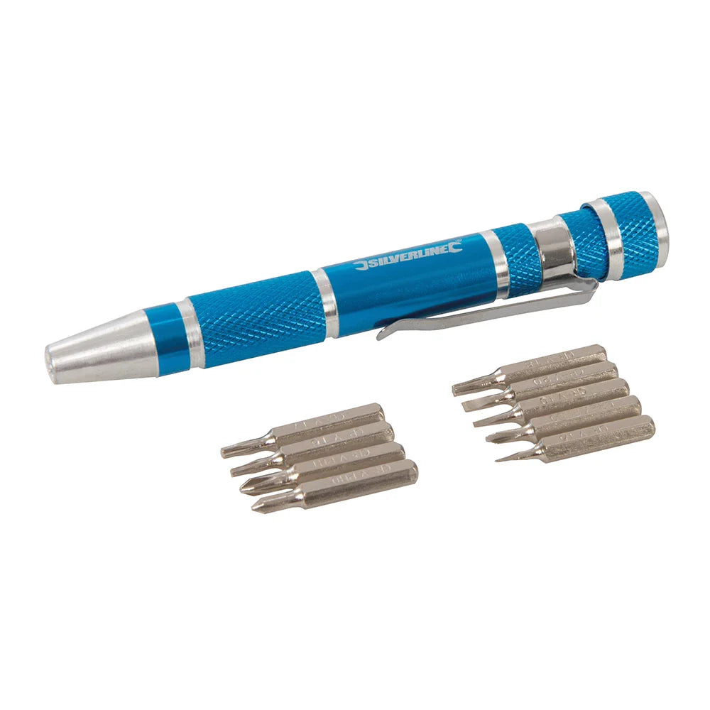 Silverline 9 Piece Precision Screwdriver Set with Aluminium Driver & Storage