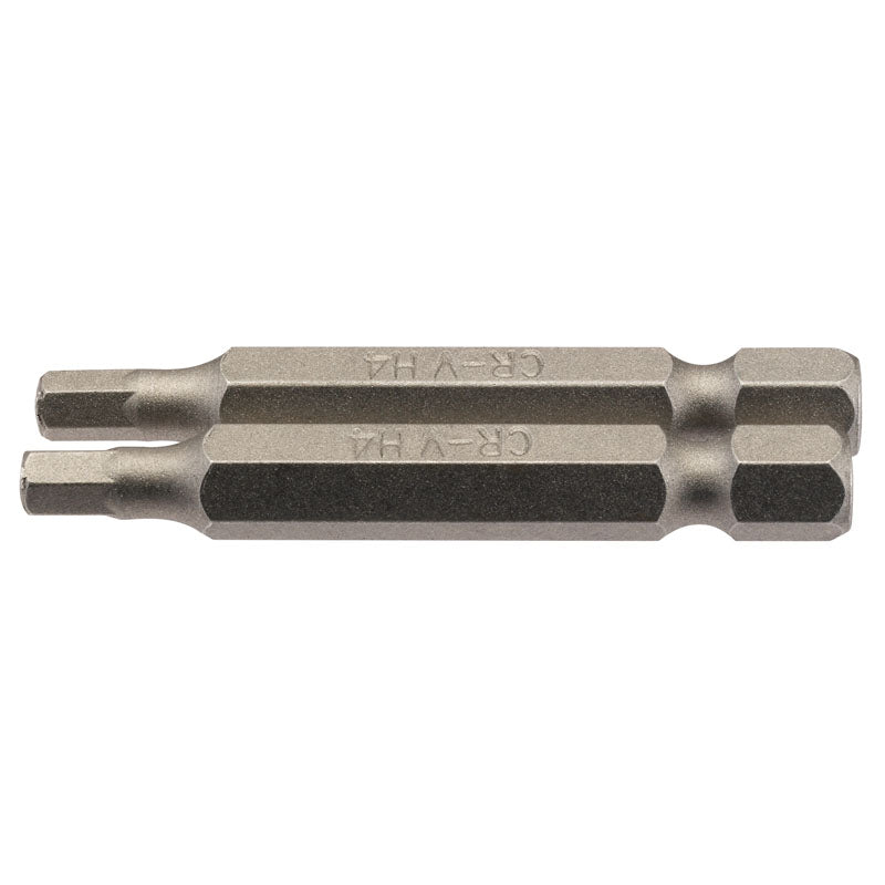 Draper 4mm Hex Insert Bit 50mm Long Chrome Vanadium Steel Pack of 2