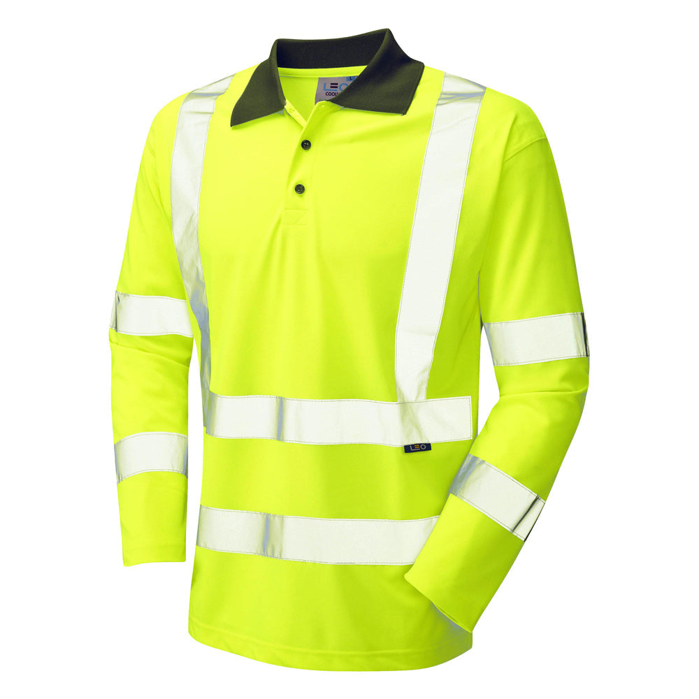 Leo Workwear EcoViz Performance Polo Shirt UPF 40+ Smart Contrast Collar