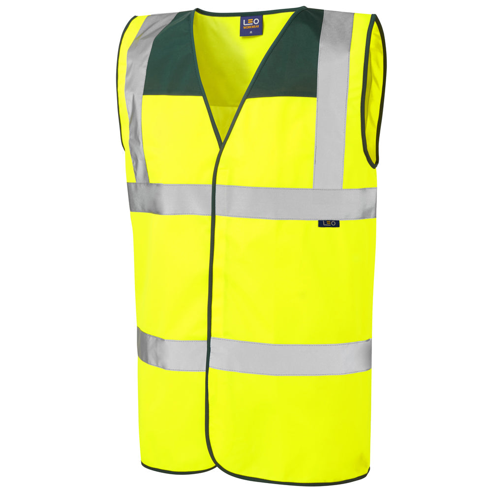 Leo Workwear EcoViz Bottle Yoke Waistcoat Bradworthy High Visibility Vest