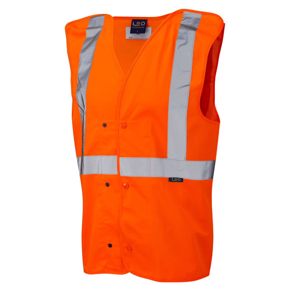 Leo Workwear EcoViz Underground Waistcoat RIS-3279-TOM Studded Fastener
