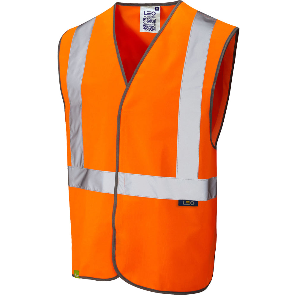 Leo Workwear EcoViz Rail Velcro Waistcoat RIS-3279-TOM Recycled Polyester