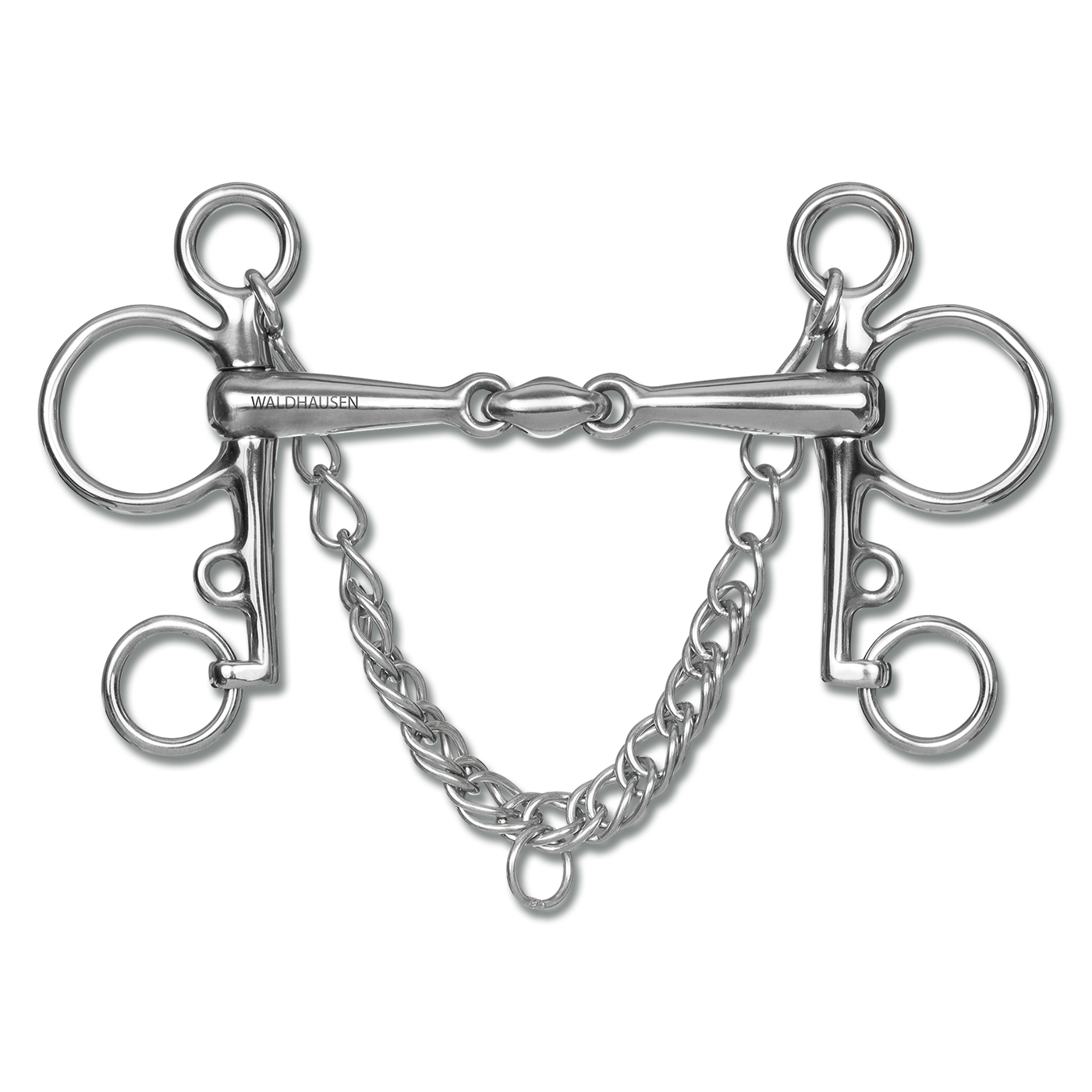 Waldhausen Horse Double Jointed Pelham Bit With Curb Chain Stainless Steel